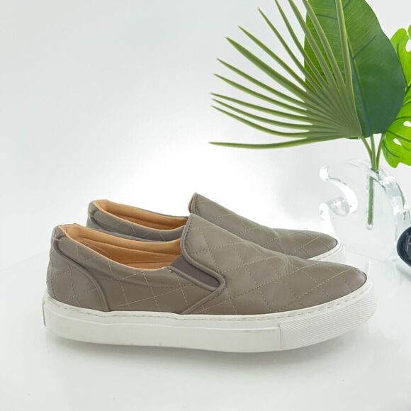 GREATS Womens Brooklyn Sneaker Size 8.5 Gray Quilted Leather Slip on Loafer Shoe - Picture 2 of 15